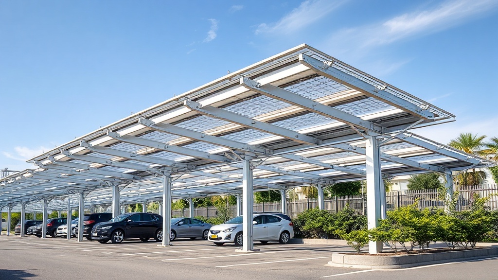 ombriere photovoltaique parking moderne structure aluminium