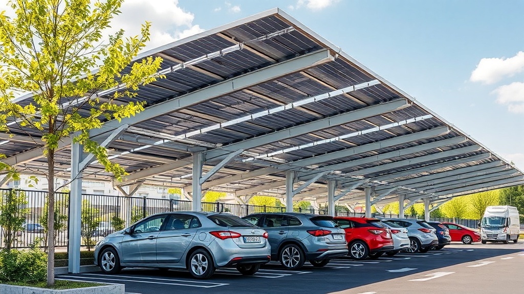 ombriere photovoltaique parking moderne structure aluminium