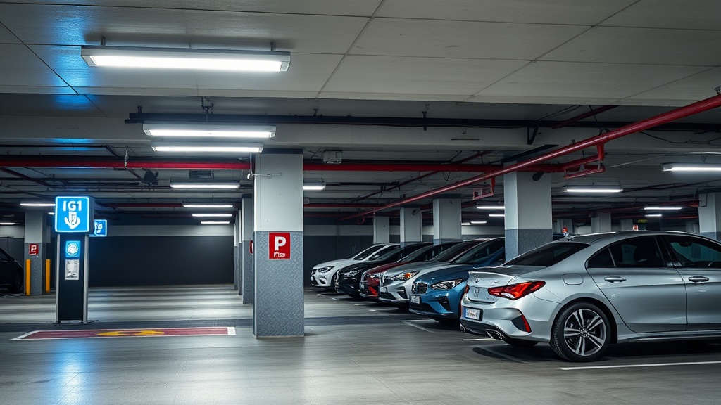 Professional photograph Signaltique parking 2026 marquages PMR vlos lectrique French parking facili