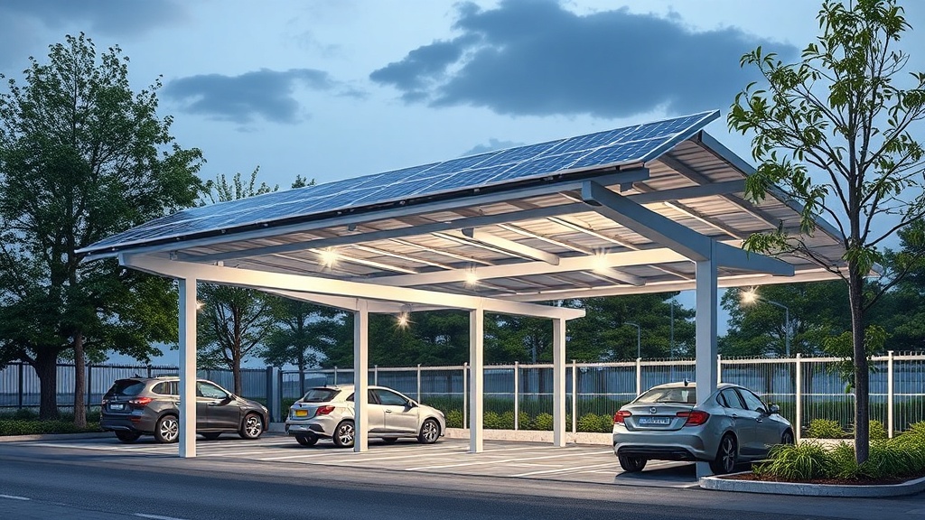 ombriere photovoltaique parking moderne structure aluminium