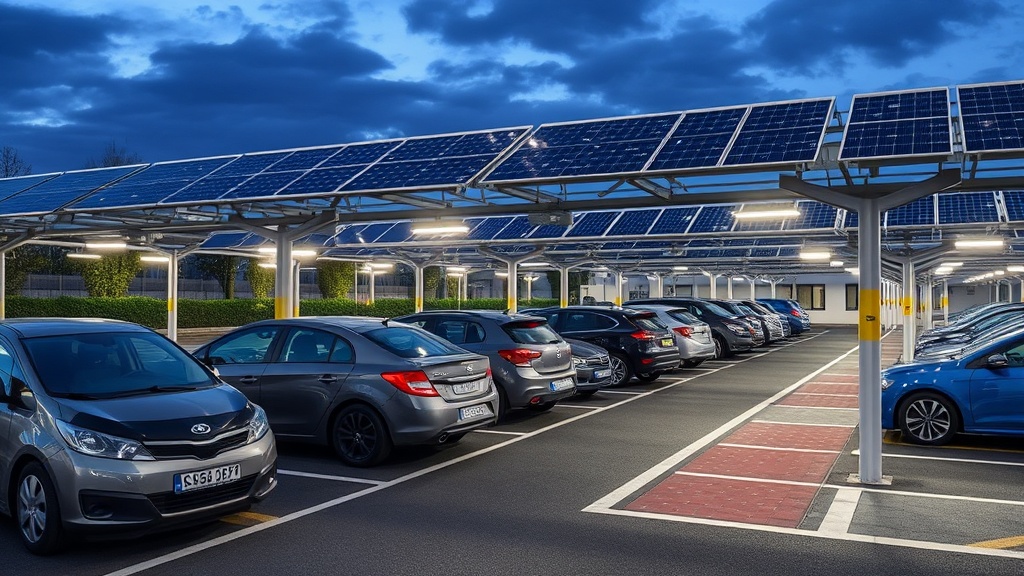 Professional photograph Ombrires photovoltaques parkings 20262028 obligations e French parking faci