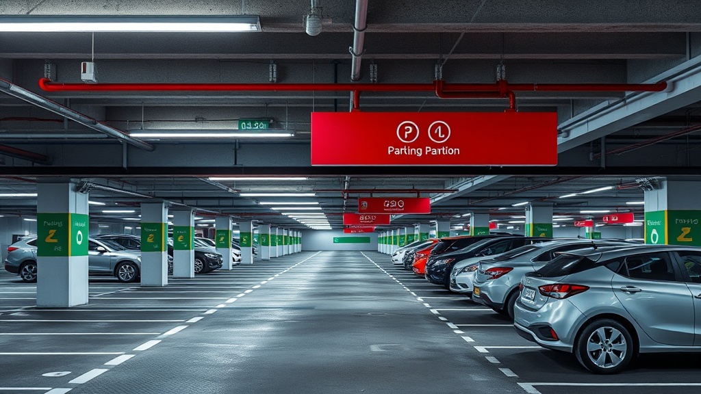 Professional photograph Parking intelligent guide complet capteurs guidage et ROI French parking fa
