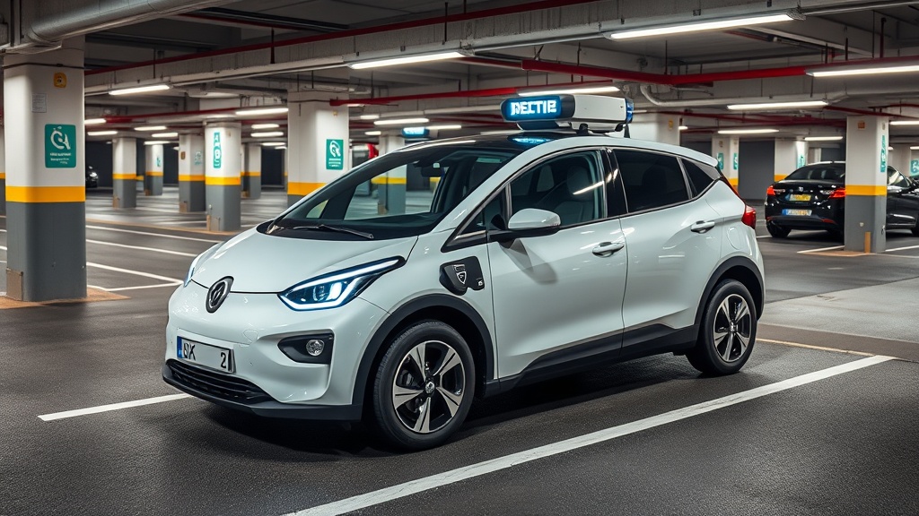 Professional photograph Voiture lectrique en parking souterrain scurit incendie French parking faci